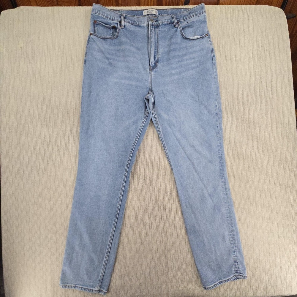 Abercrombie & Fitch 90s Slim Straight Ultra High Rise Jeans Womens 34 Blue Denim